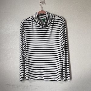 Dip Women’s Long Sleeve Turtleneck Top Blouse Shirt Striped Black Size XL D1